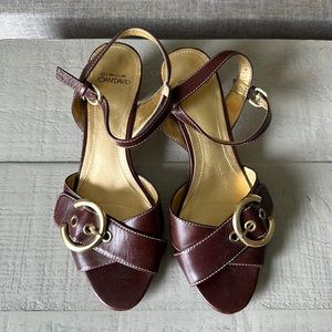 Joan & David brown/burgandy heels good condition, size 6